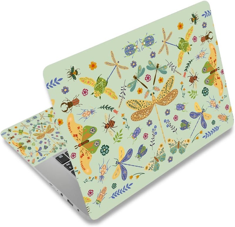 DINKY Laptop Skin Sticker Decal 15.6" 15.4" 12" 13" 13.3" 14" 15 inch Laptop Universal Vinyl Skin Stickers Cover Art Decal Notebook PC Personalized Protector, Green Dragonfly - Image 1